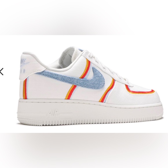Nike Air Force 1 low top w embroidery and denim swoosh size 7 - Picture 4 of 15